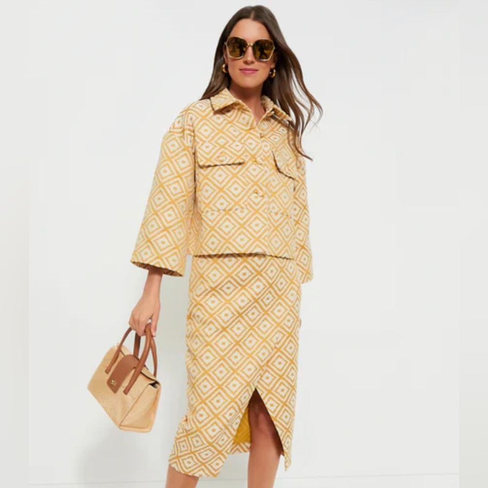 Tuckernuck Elegant Rare Marigold Tweed Boxy Jacket Size M In Yellow Gold NWT